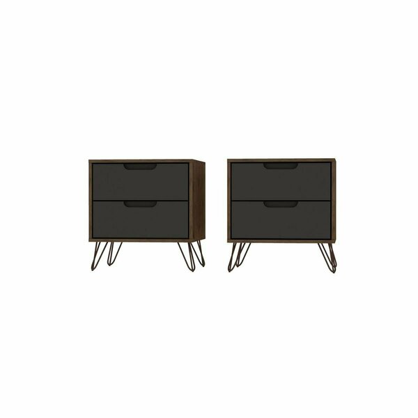 Designed To Furnish Rockefeller 2-Drawer Nature & Textured Grey Nightstand, 21.65 x 20.08 x 17.62 in., 2PK DE2616475